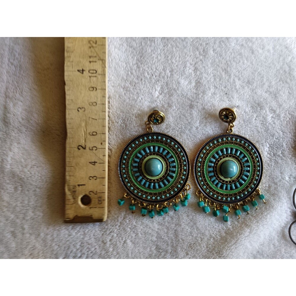 Earring Lot BOHO Seeds Beaded Bohemian Dangle Drop Hoop Chandelier Pierced - Picture 12 of 16